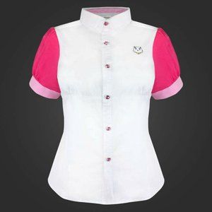 XLarge | Bee and Puppycat Puff Sleeve Embroidered Logo Rhinestone Button Shirt